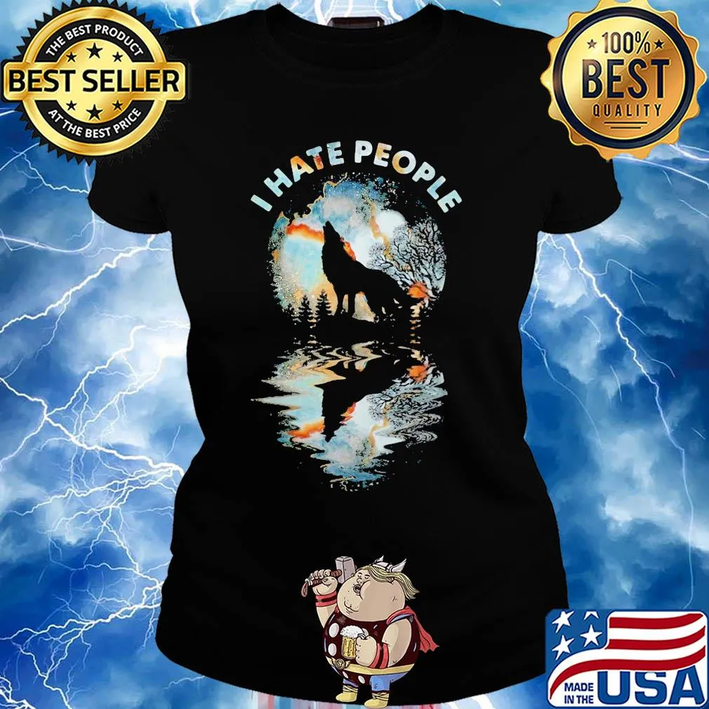 Wolf I hate people mirror s Ladies tee