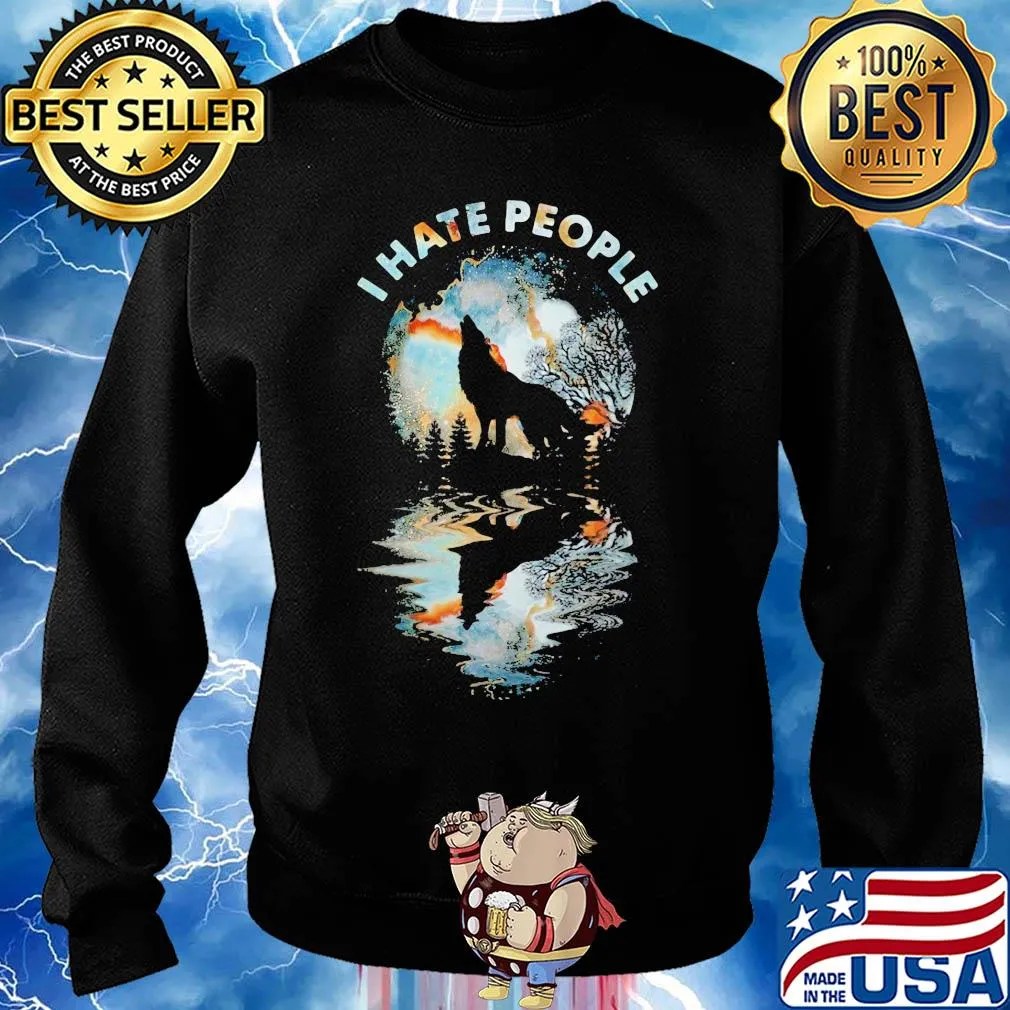 Wolf I hate people mirror s Sweater