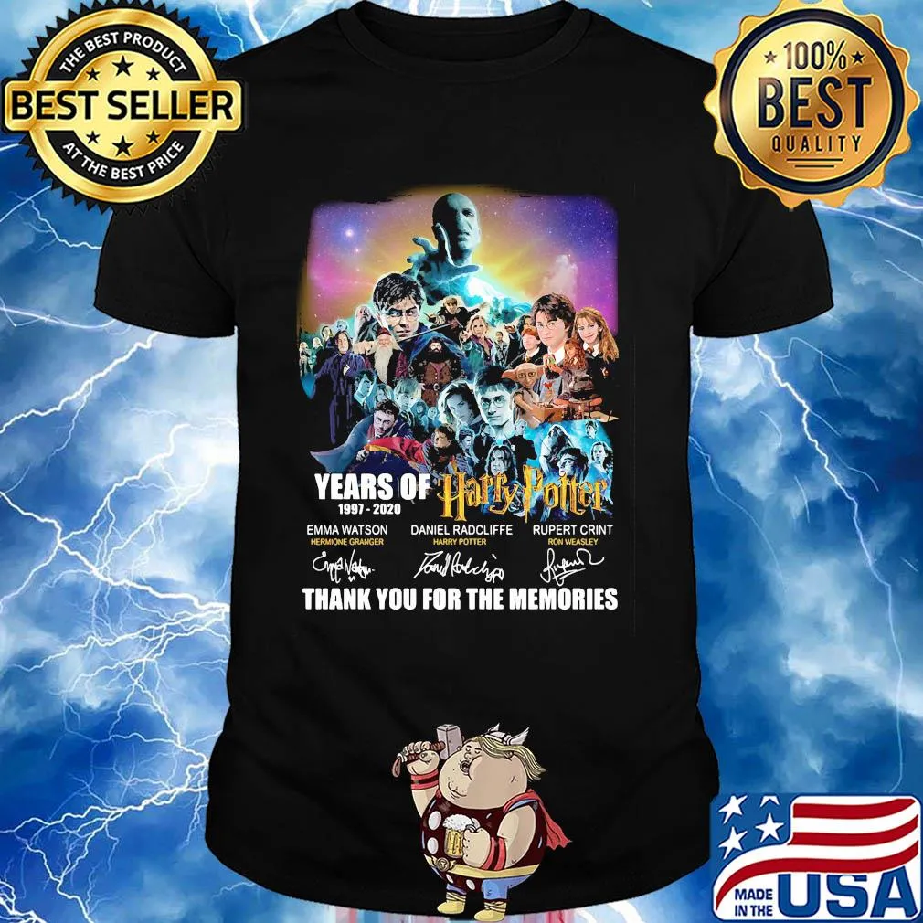 Years of 1997 2020 harry potter thank you for the memories signatures shirt