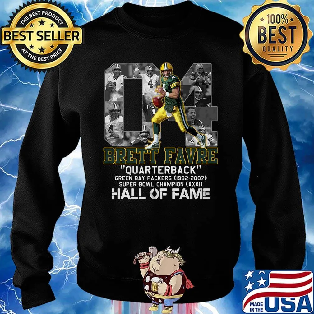 04 brett favre quarterback green bay packers 1992 2007 super bowl champion hall of fame s Sweater