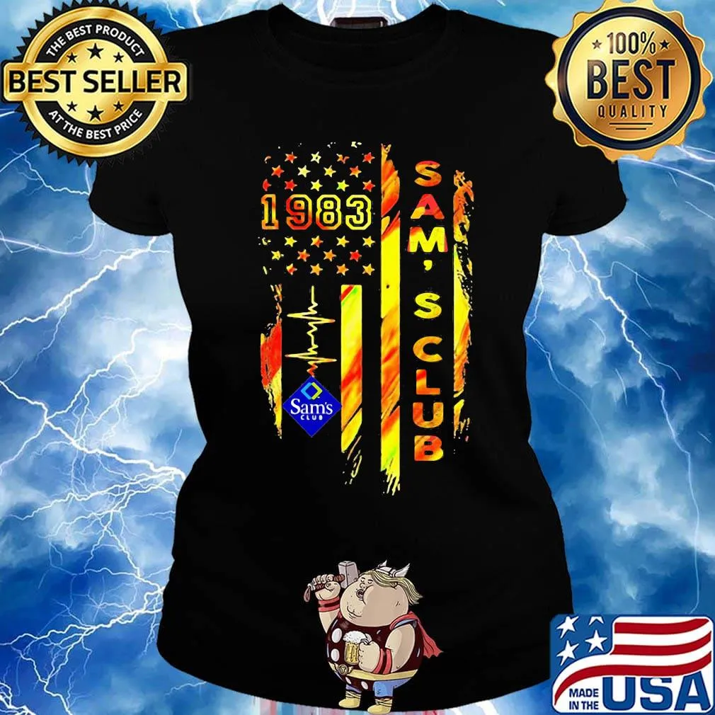 1983 sam's club heartbeat american flag independence day s Ladies tee