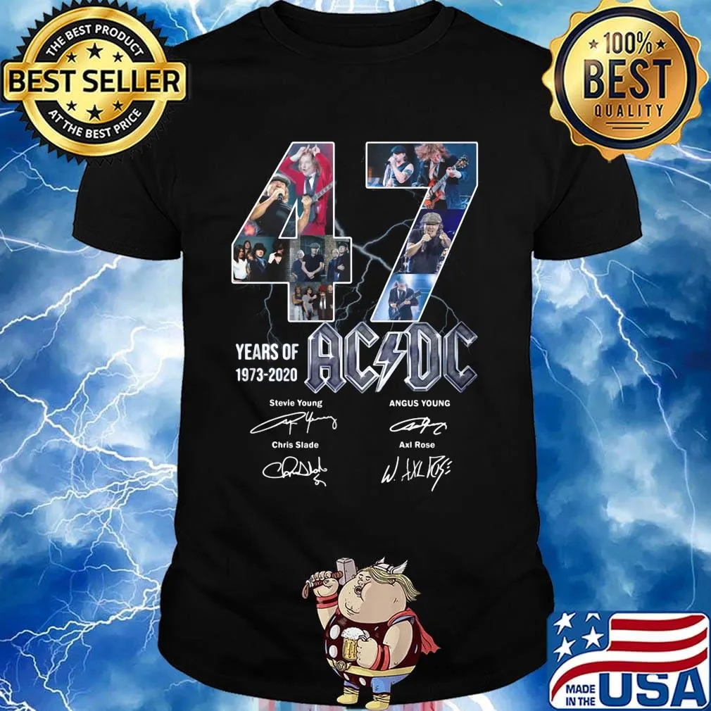 47 years of 1973 2020 acdc band members signatures shirt