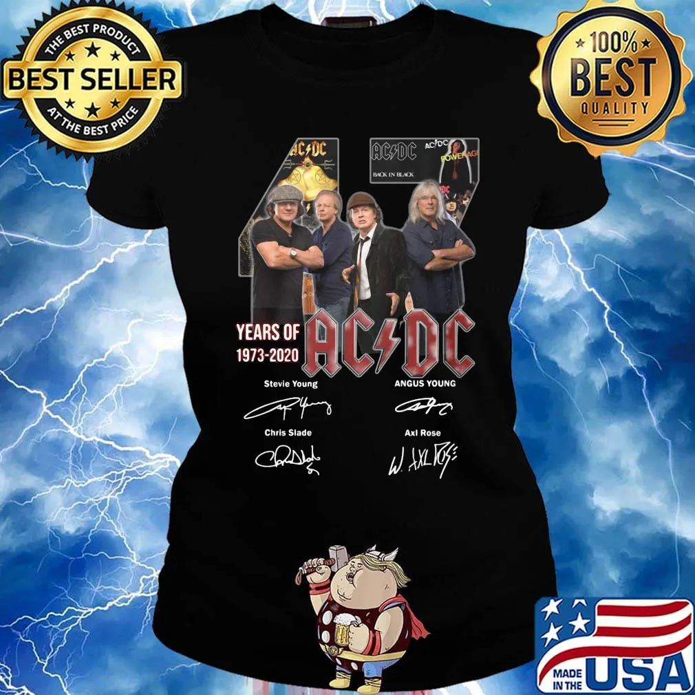 47 years of 1973 2020 acdc signatures s Ladies tee