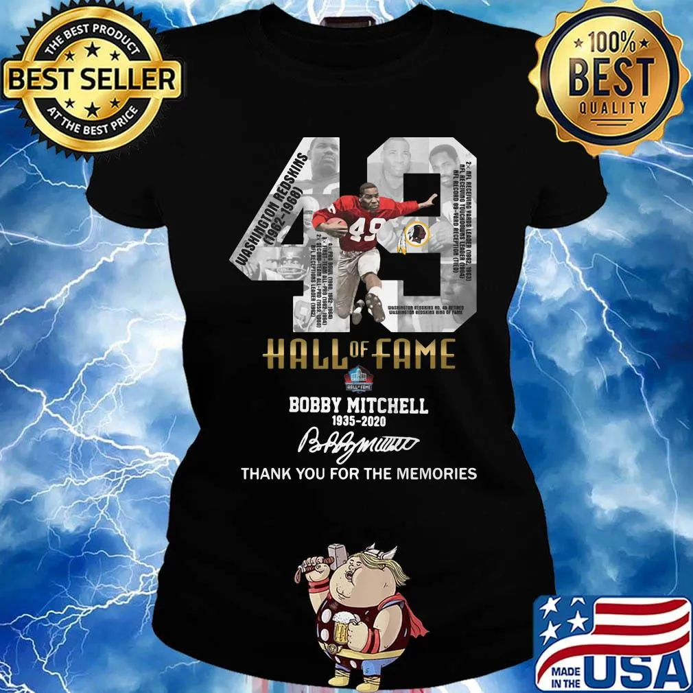 49 hall of fame bobby mitchell 1935 2020 thank you for the memories signature s Ladies tee