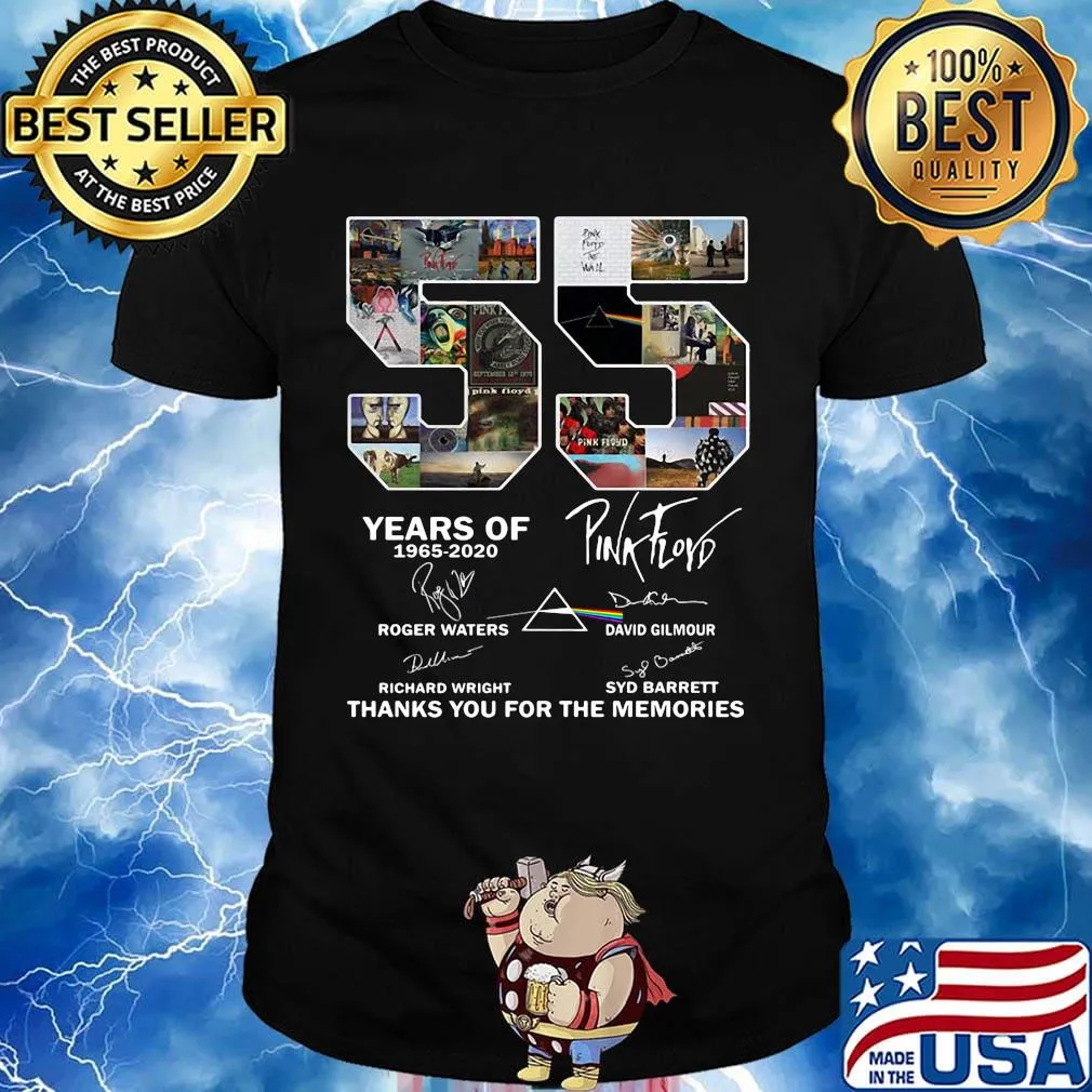 55 years of 1965 2020 pink floyd band thank you for the memories signatures shirt