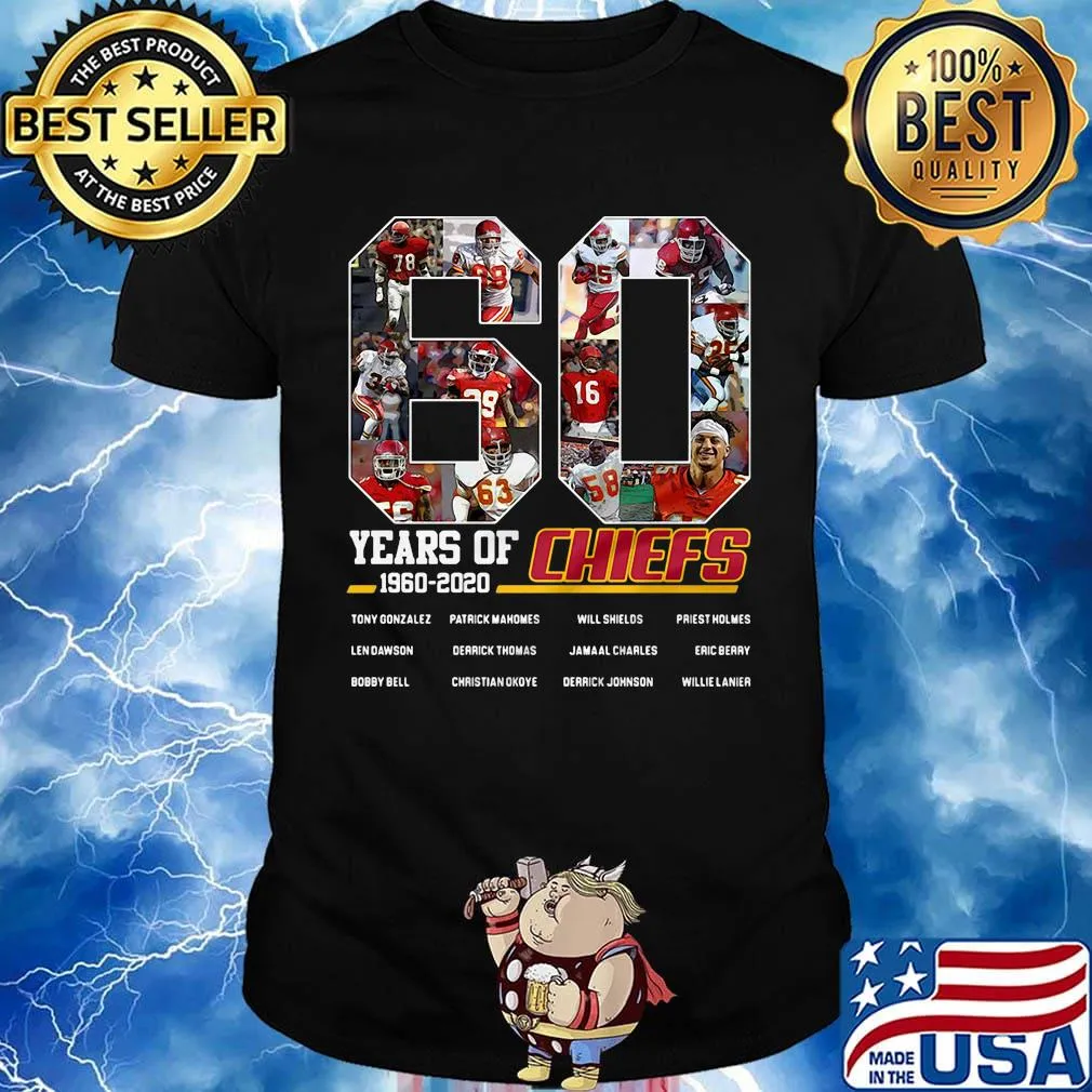 60 years of 1960 2020 kansas city chiefs football players shirt