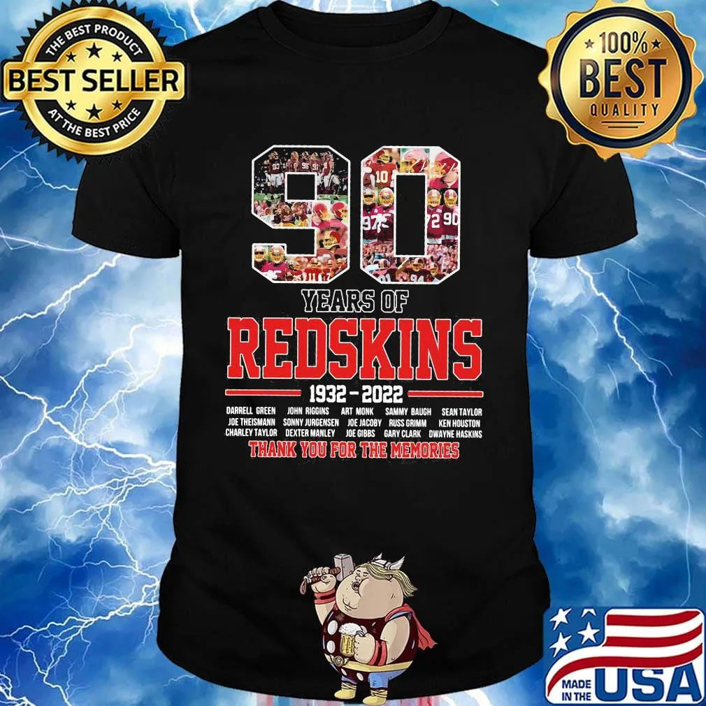 90 years of 1930 2020 redskins football thank you for the memories shirt