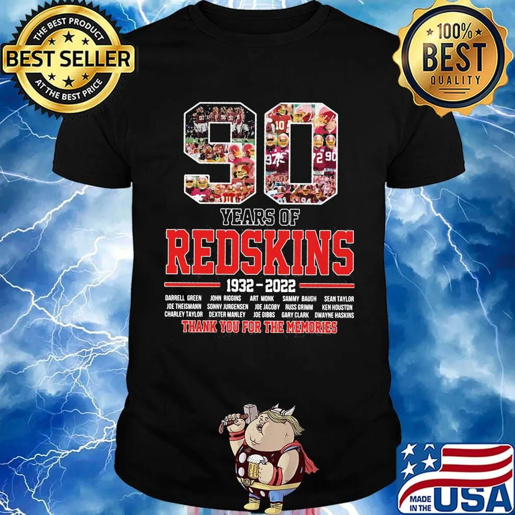 90 years of redskins 1932 2022 thank you for the memories shirt