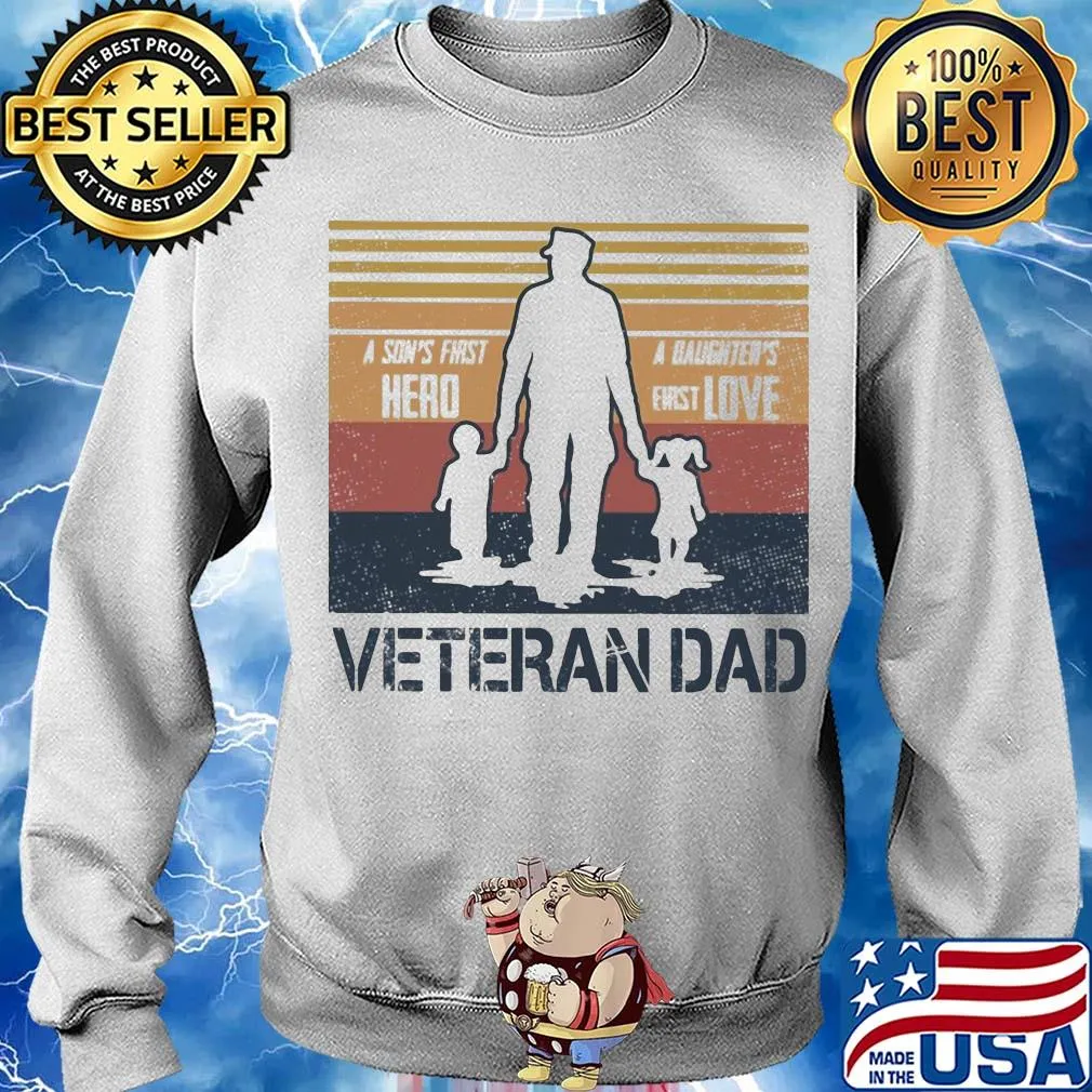 A son's first hero a daughter first love veteran dad vintage s Sweater