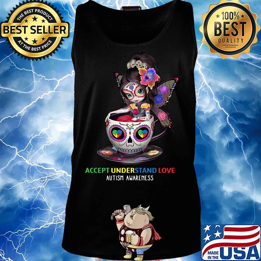 Accept Understand Love Autism Awareness Cup Girl Shirt Tank top