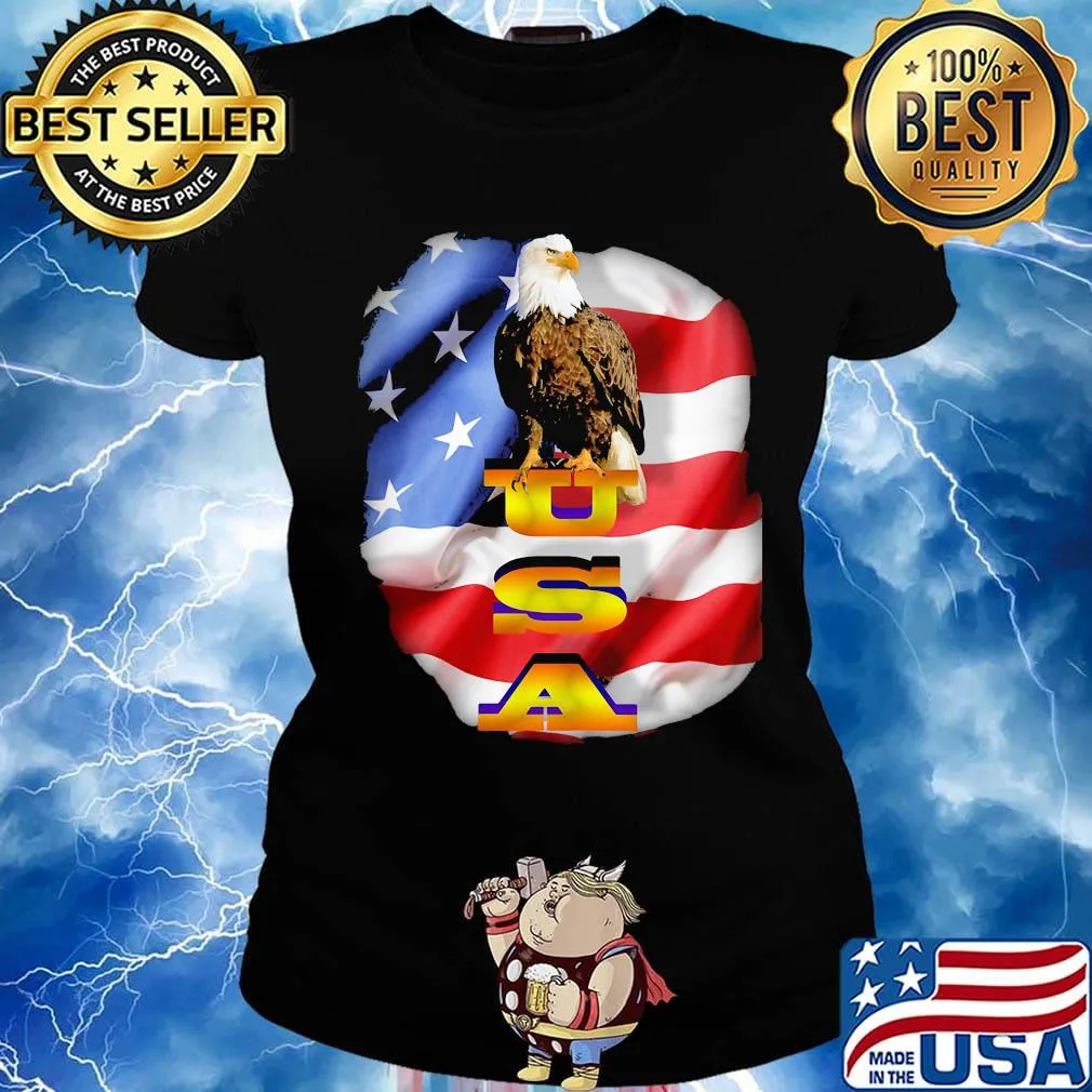 Agle USA American flag veteran Independence day s Ladies tee