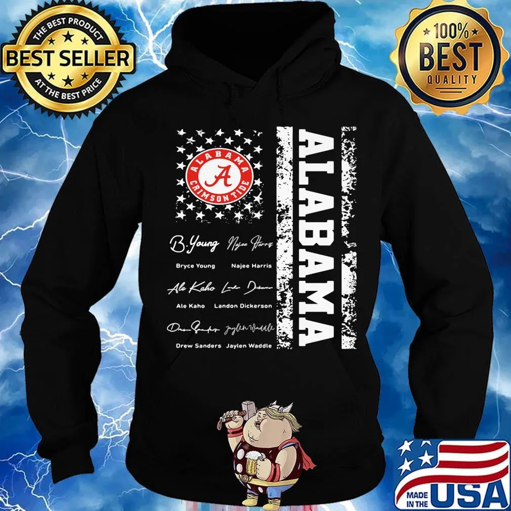 Alabama crimson tide signatures american flag independence day s Hoodie