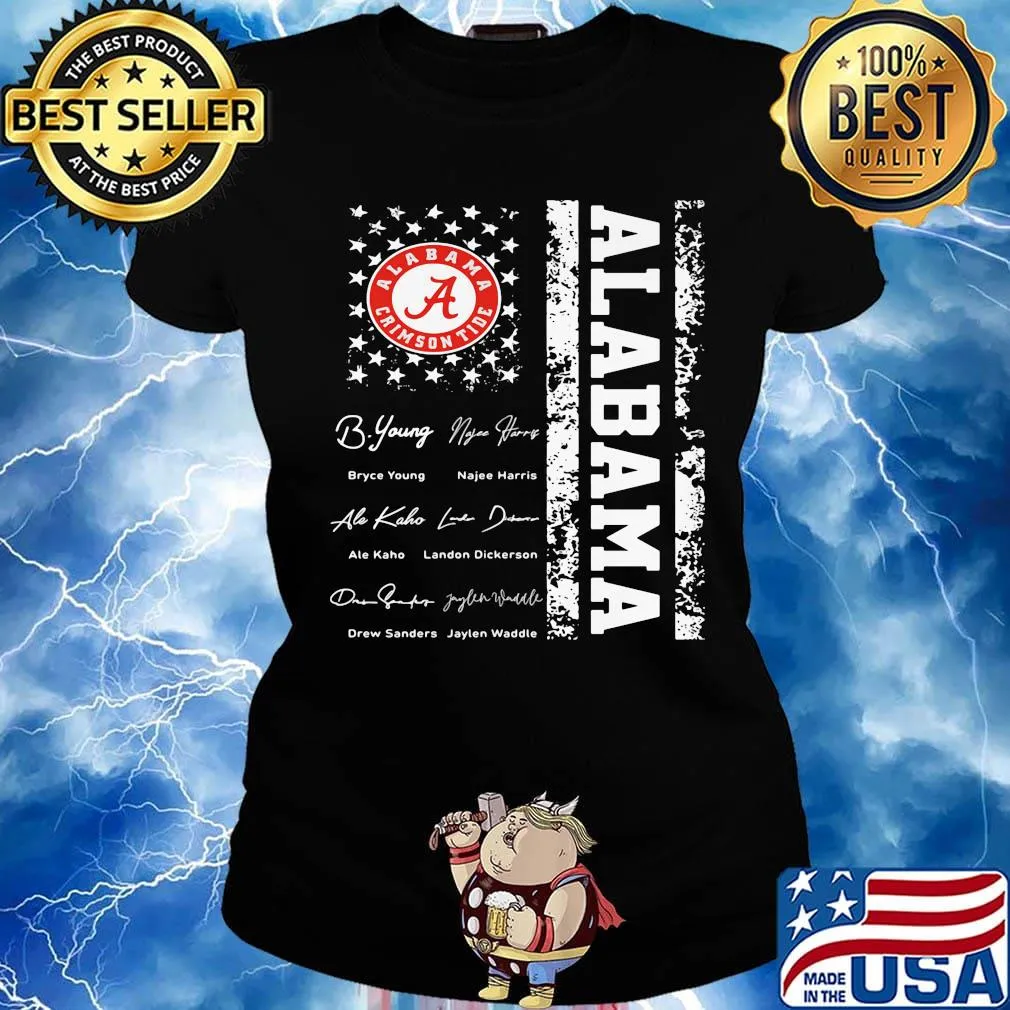 Alabama crimson tide signatures american flag independence day s Ladies tee
