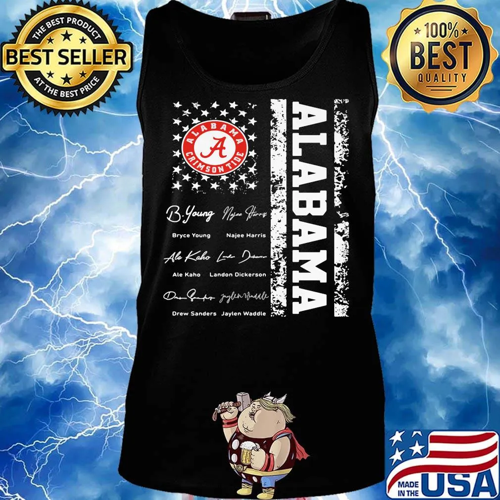 Alabama crimson tide signatures american flag independence day s Tank top