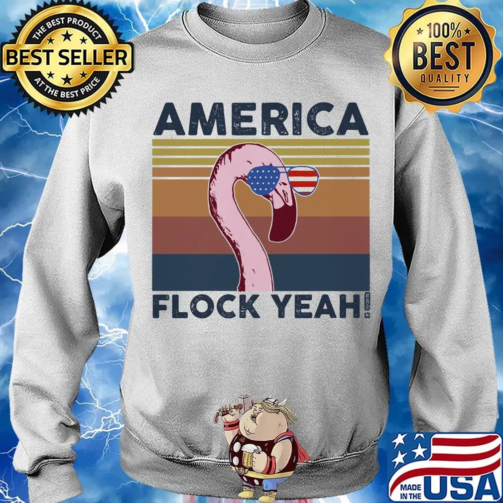America flock yeah flamingo muscle american flag independence day vintage s Sweater