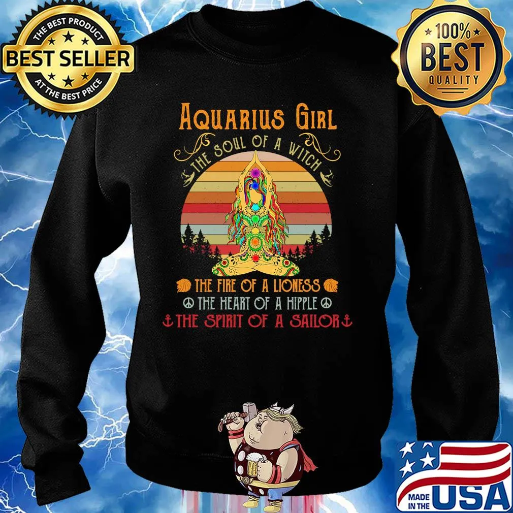 Aquarius girl the soul of a witch the fire of a lioness the heart of a hippie vintage retro s Sweater