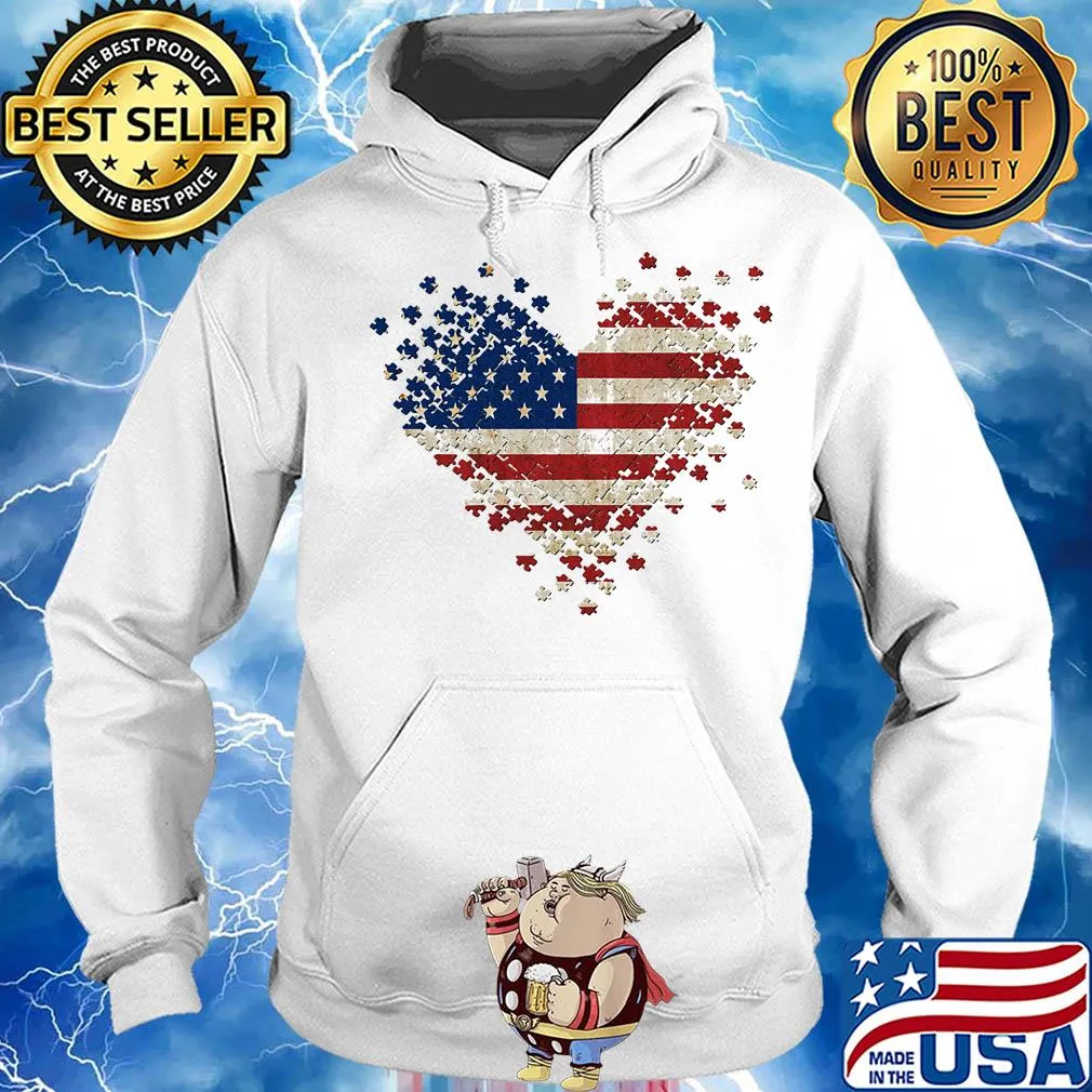 Autism heart american flag independence day s Hoodie