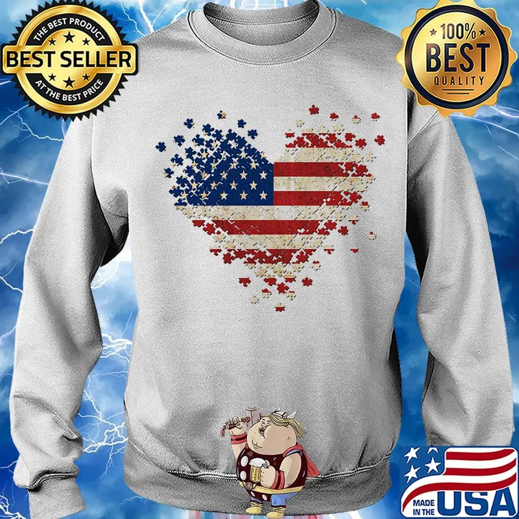 Autism heart american flag independence day s Sweater