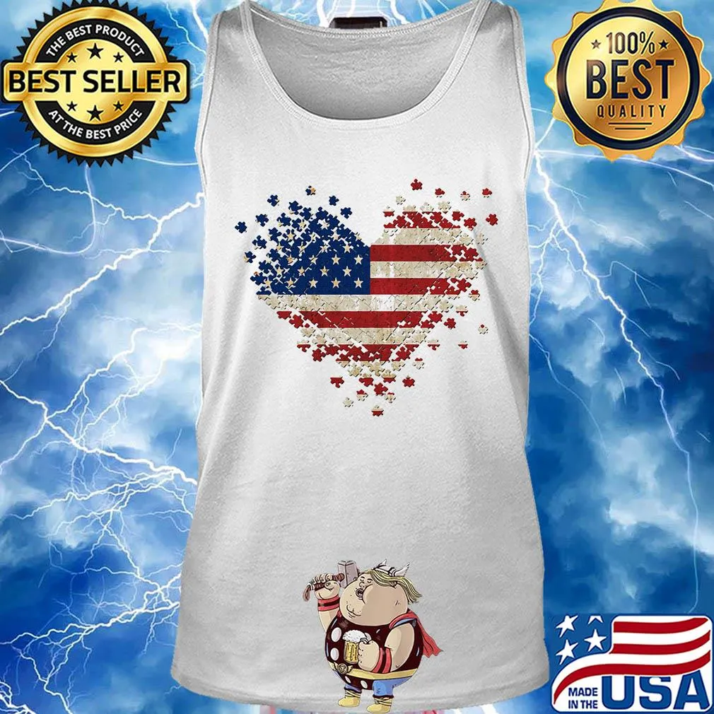 Autism heart american flag independence day s Tank top