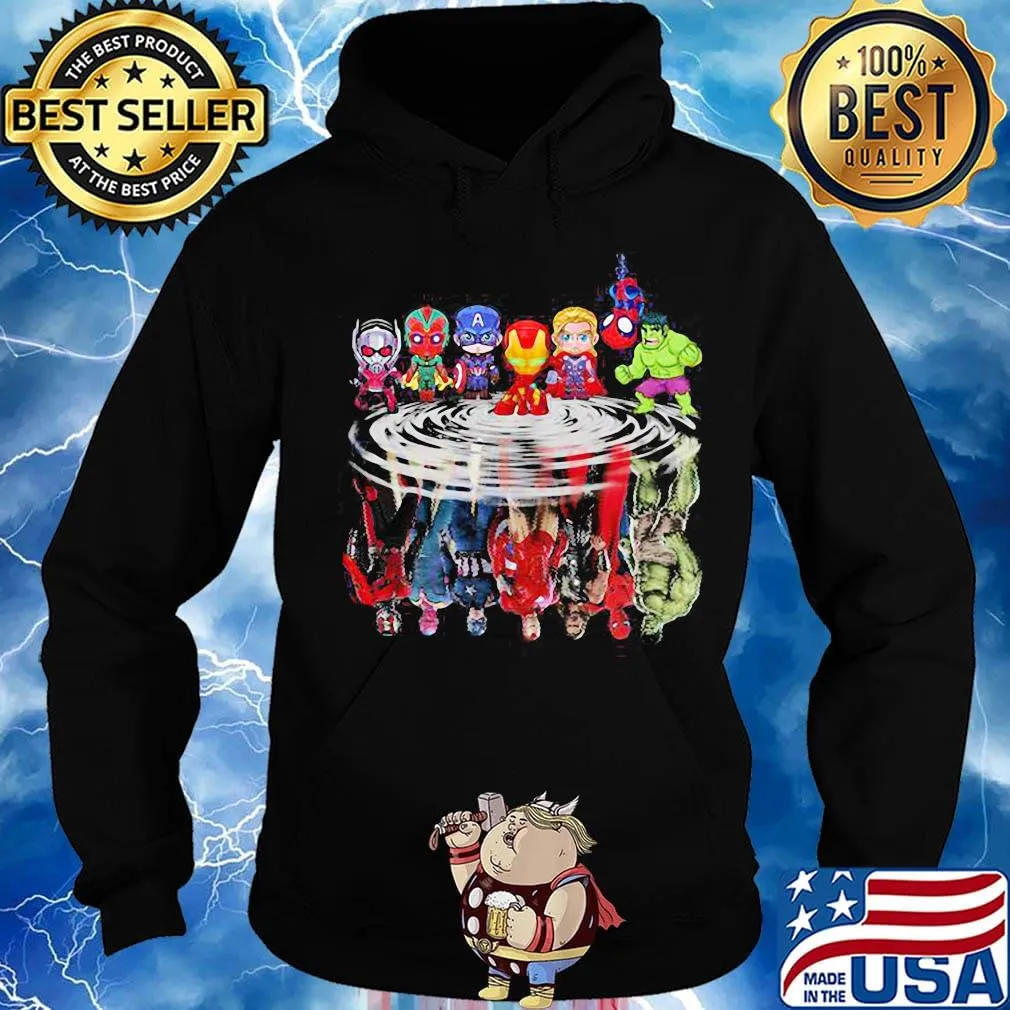 Avengers marvel superheroes chibi characters water reflection s Hoodie