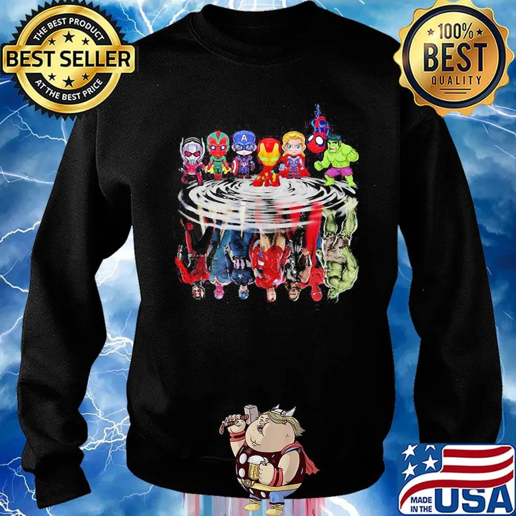 Avengers marvel superheroes chibi characters water reflection s Sweater