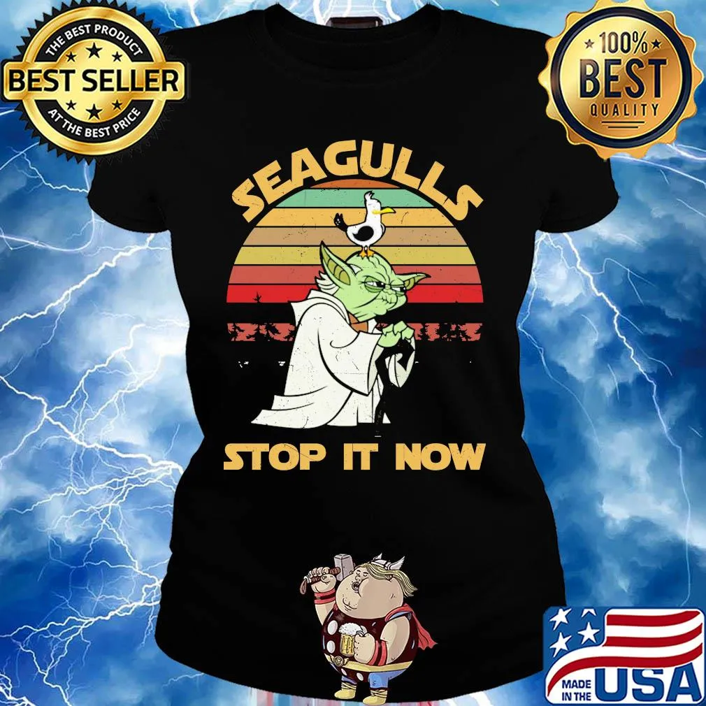Baby Yoda Seagulls stop it now vintage retro s Ladies tee
