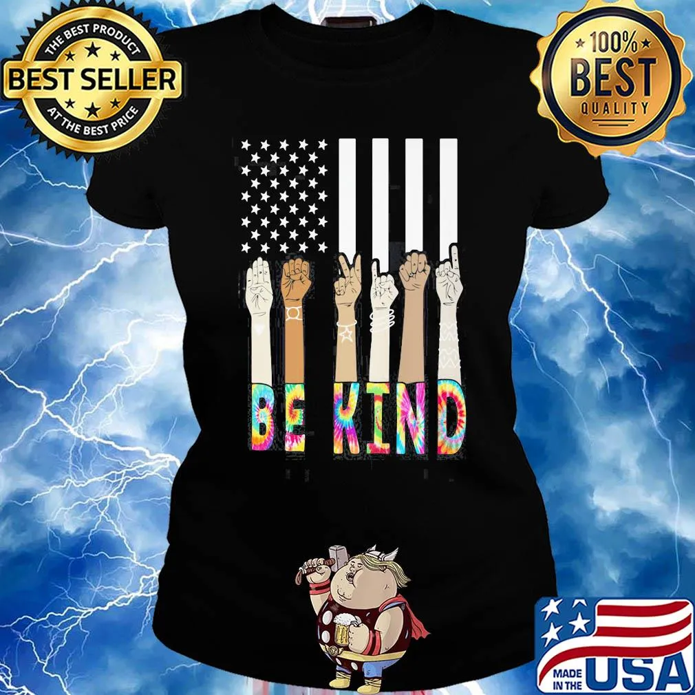 Be kind hand American flag veteran Independence Day s Ladies tee
