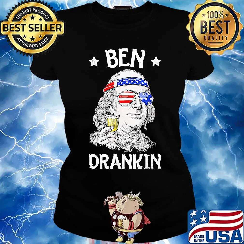 Ben drankin wine American flag veteran Independence day s Ladies tee