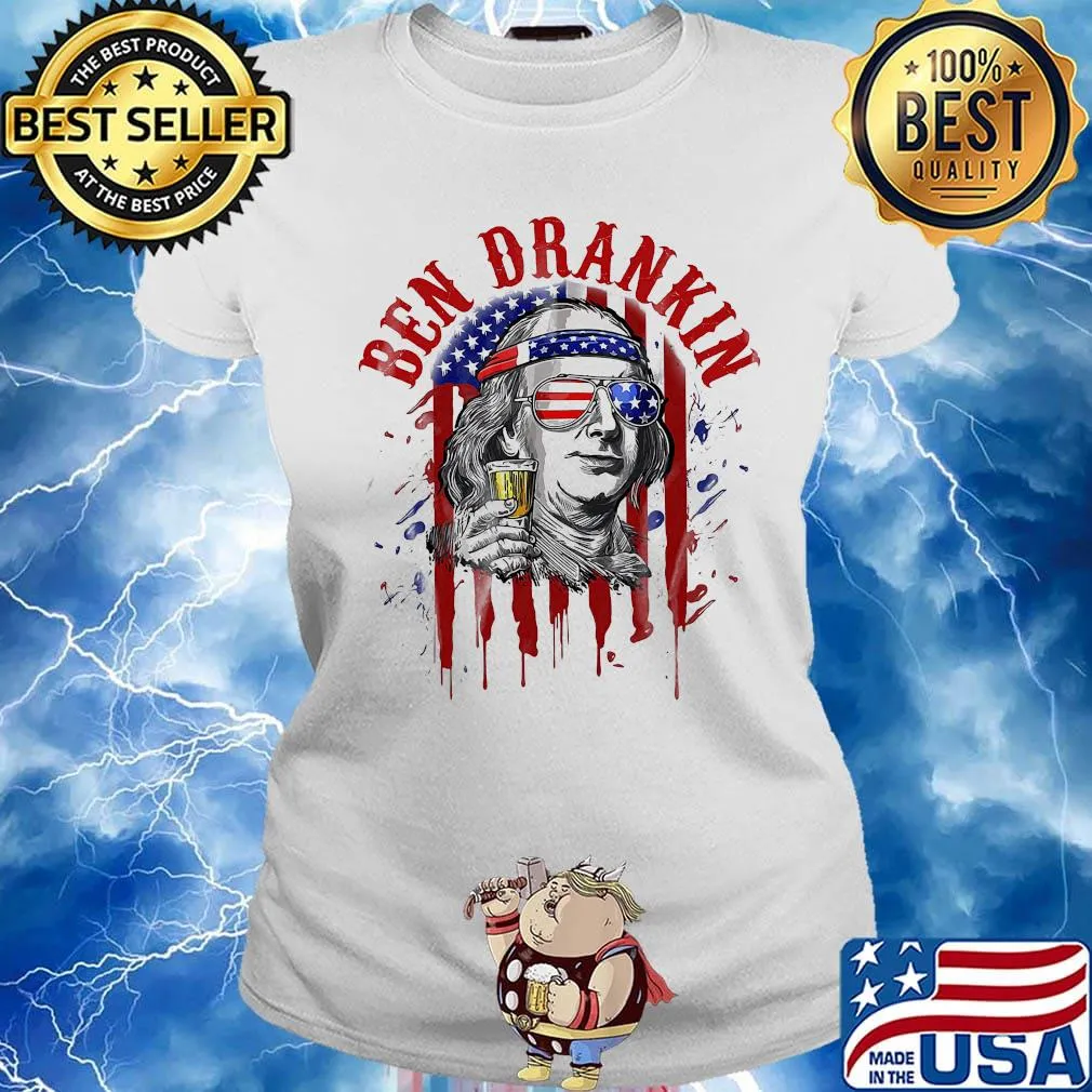 Benjamin franklin ben drankin american flag 4th of july independence day s Ladies tee