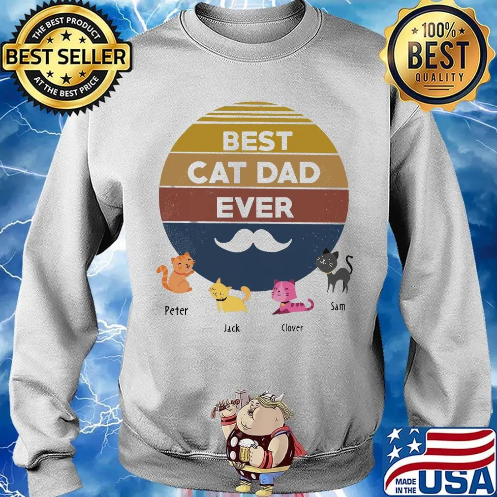 Best cat dad ever beard peter jack clover sam father's day vintage retro s Sweater