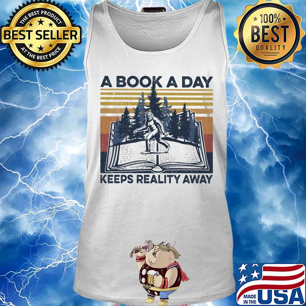 Bigfoot a book a day keeps reality away vintage retro s Tank top