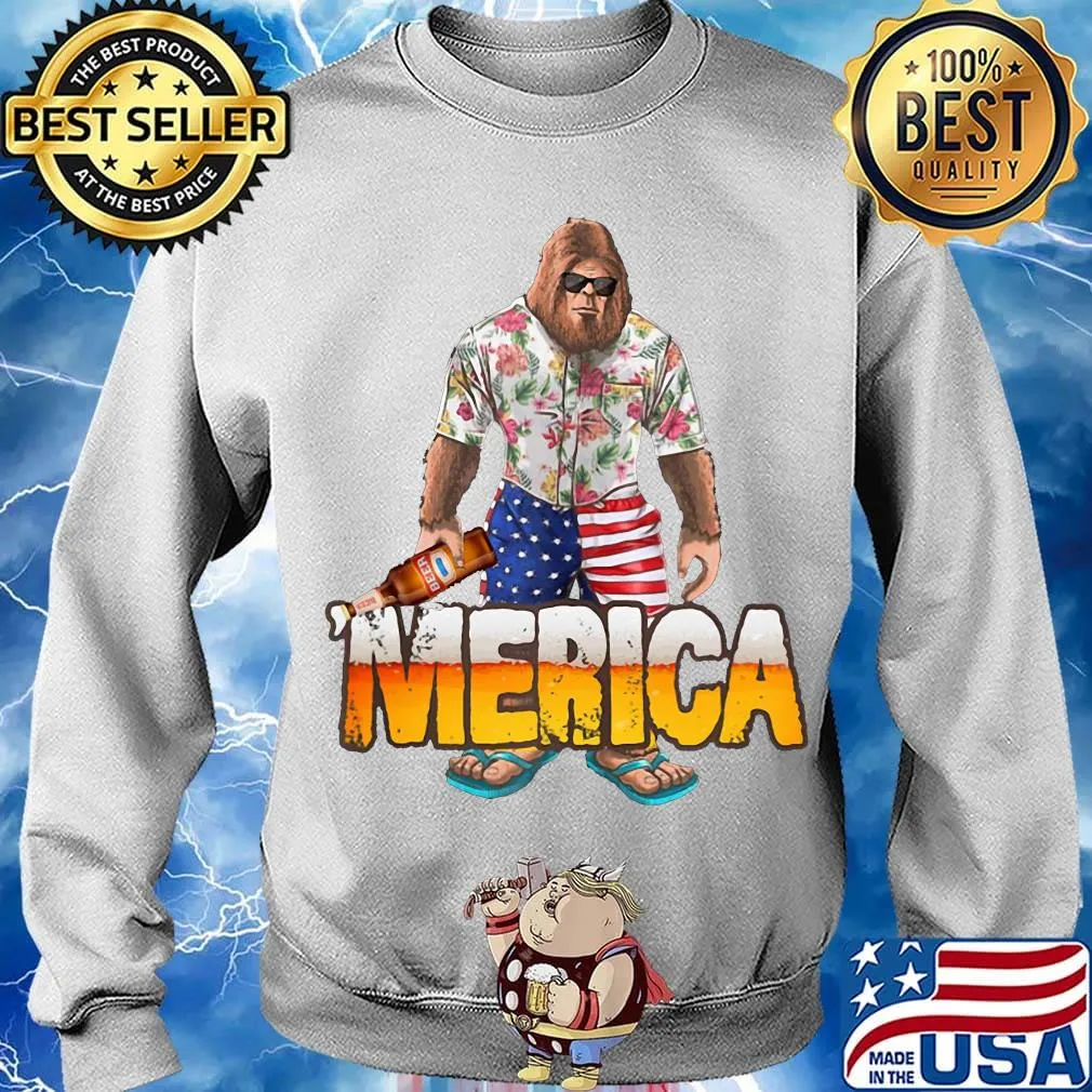 Bigfoot drink beer merica 4th of july independence day s Sweater