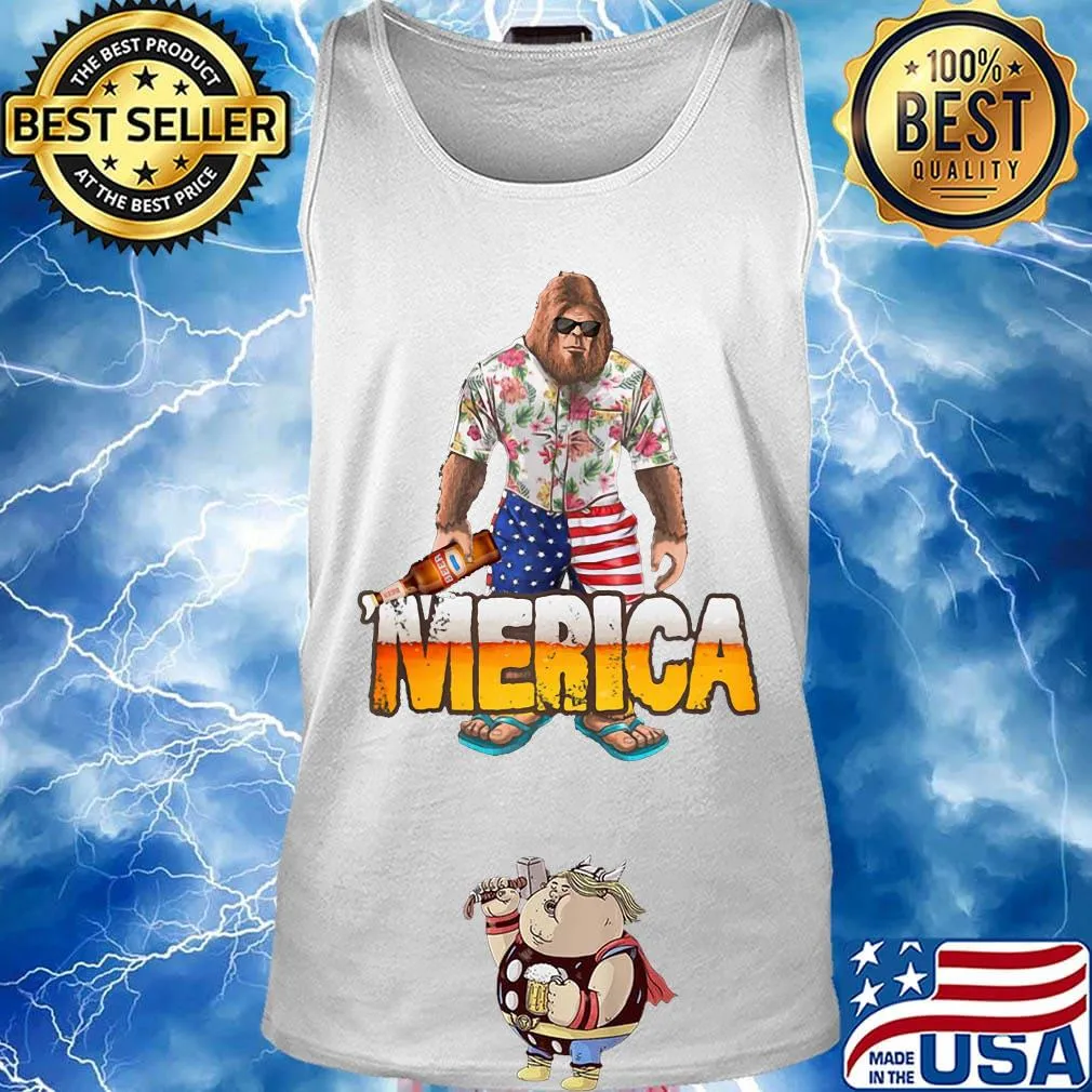Bigfoot drink beer merica 4th of july independence day s Tank top