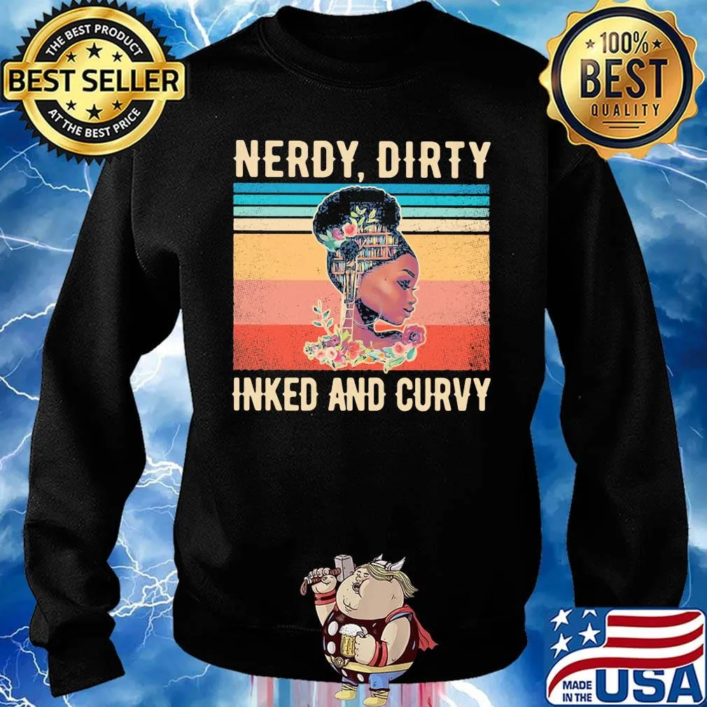 Black girl books flowers nerdy dirty inked and curvy vintage retro s Sweater