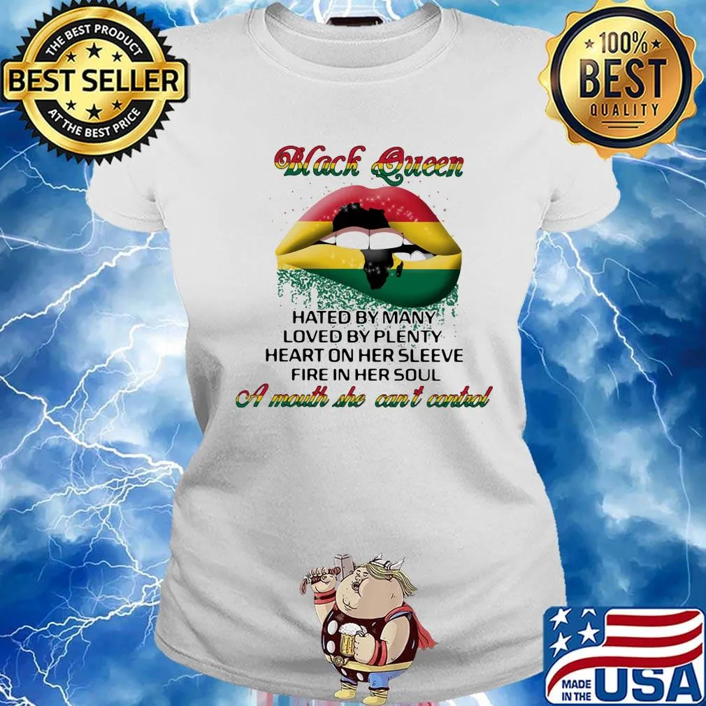 Black Queen A Month She Can't Control Lips Ghana Flag Shirt Ladies tee