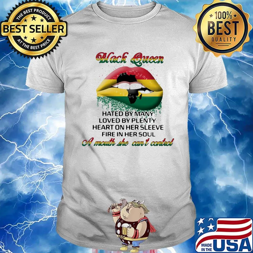 Black Queen A Month She Can't Control Lips Ghana Flag Shirt