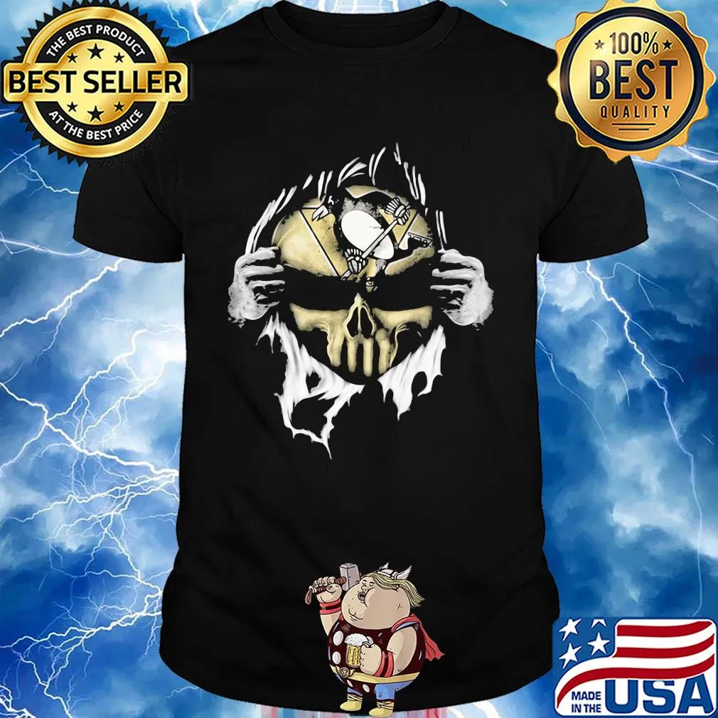 Blood insides skull pittsburgh penguins hockey shirt