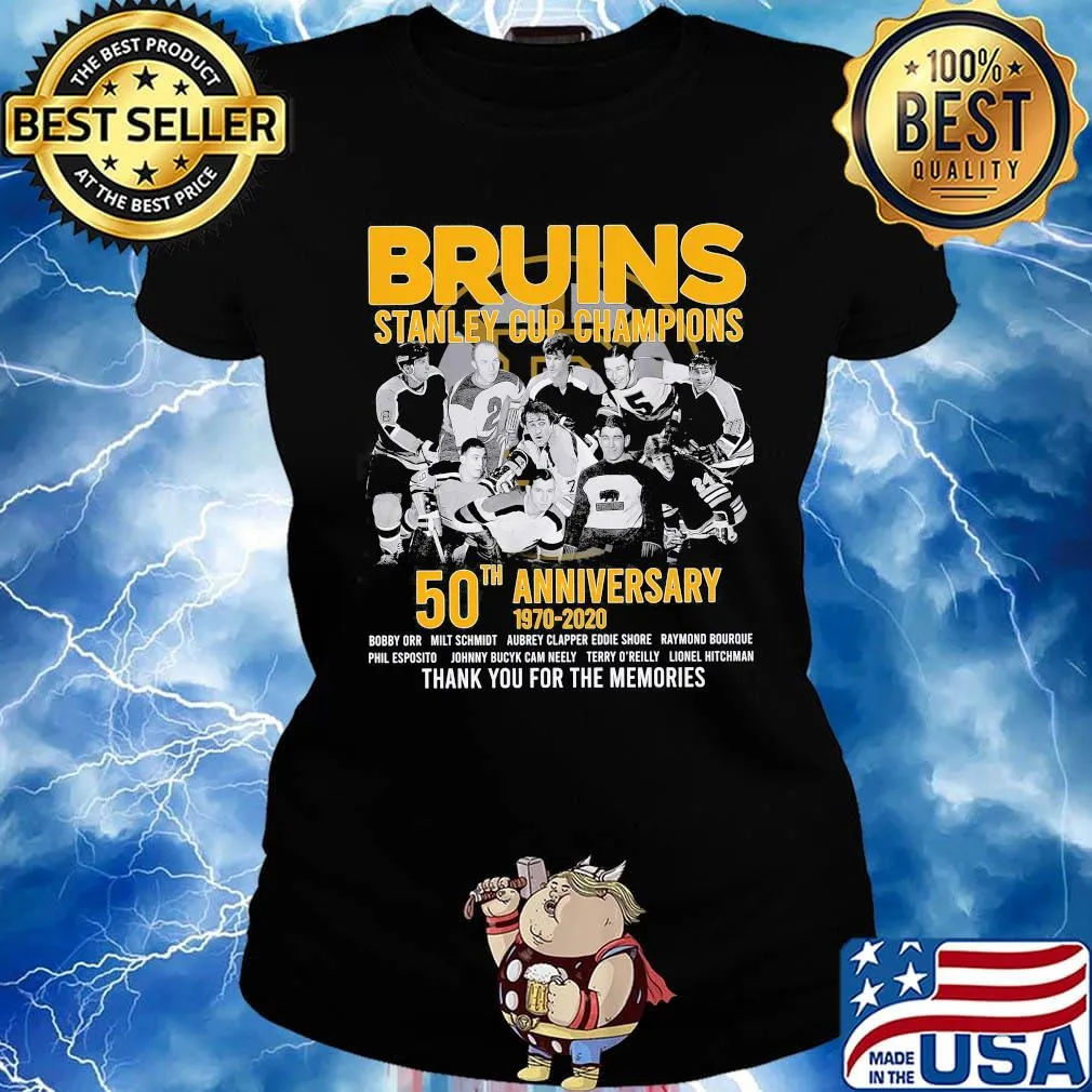Boston bruins football team stanley cup champions 50th anniversary 1970 2020 thank you for the memories s Ladies tee