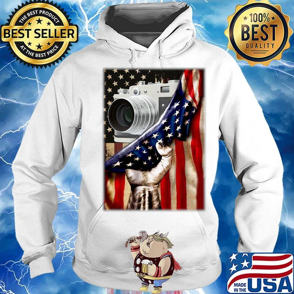 Camera Black Lives Matter American Flag Independence Day Shirt Hoodie