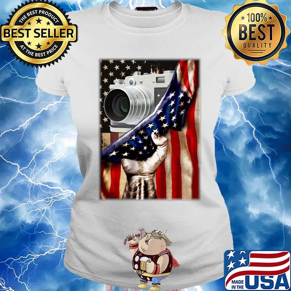Camera Black Lives Matter American Flag Independence Day Shirt Ladies tee
