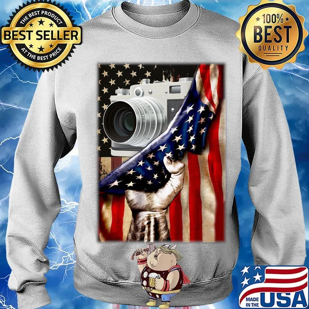 Camera Black Lives Matter American Flag Independence Day Shirt Sweater