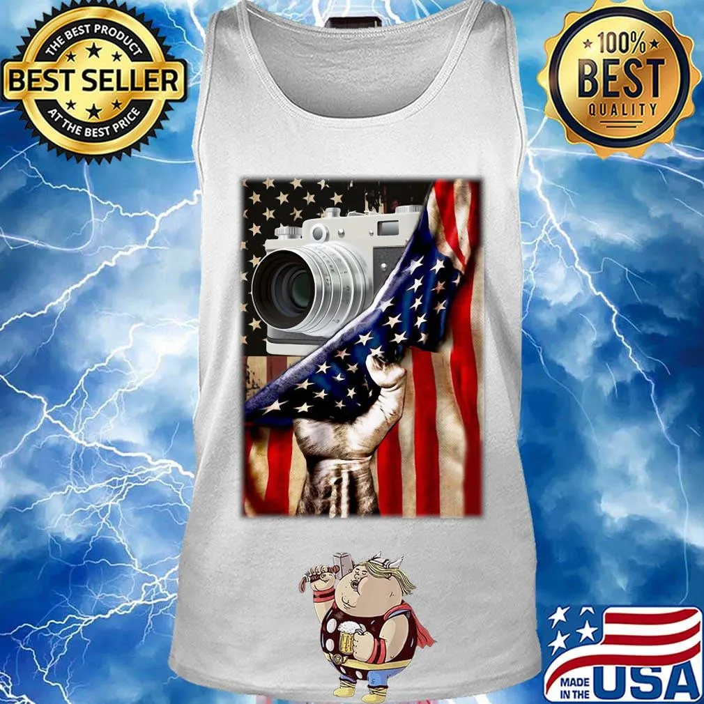 Camera Black Lives Matter American Flag Independence Day Shirt Tank top