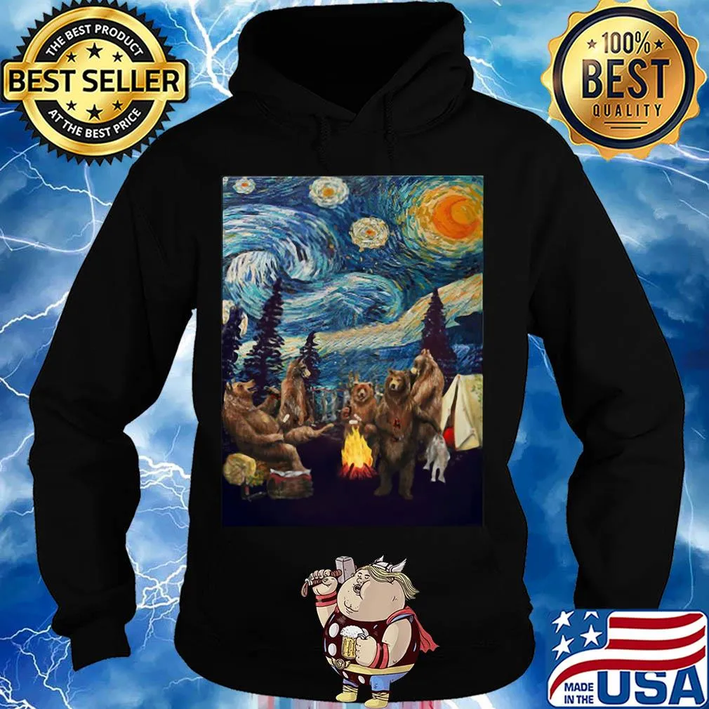 Campfire starry night bear vincent Van gogh s Hoodie