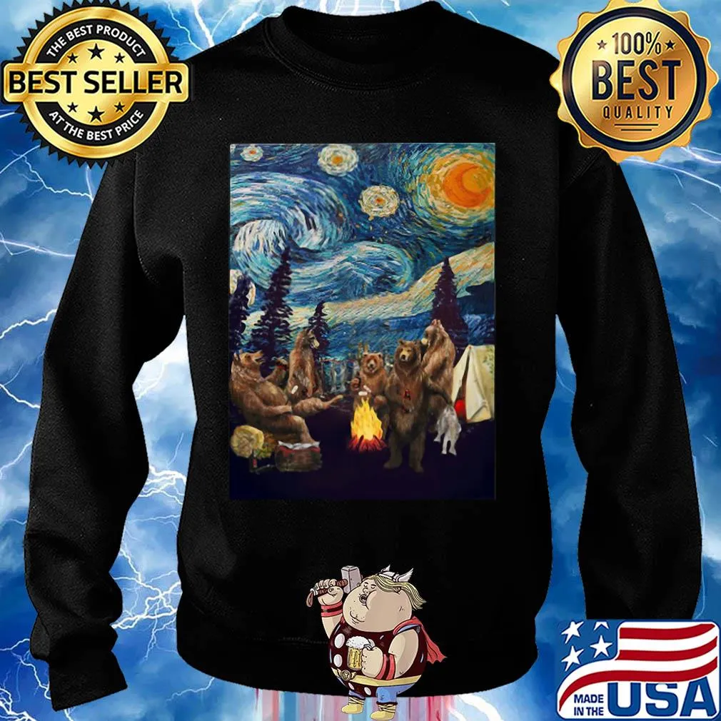 Campfire starry night bear vincent Van gogh s Sweater