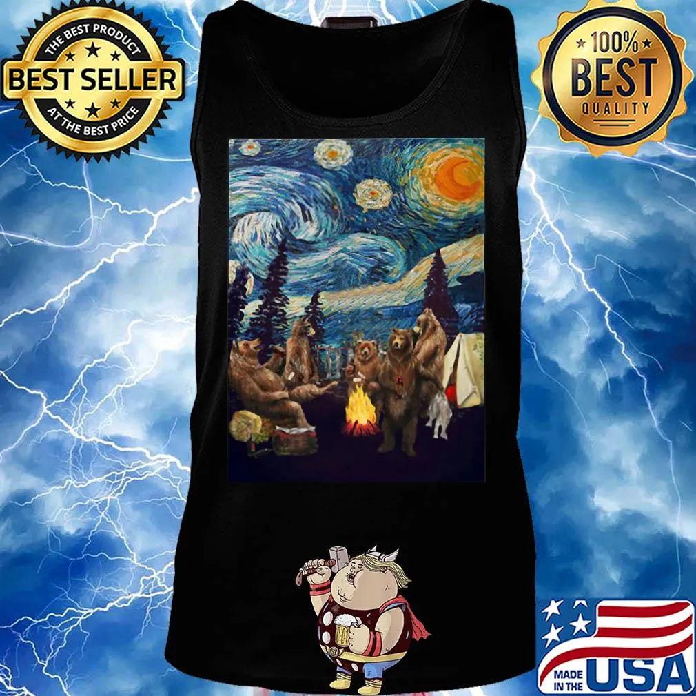 Campfire starry night bear vincent Van gogh s Tank top