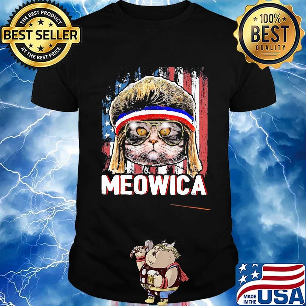 Cat meowica american flag independence day shirt