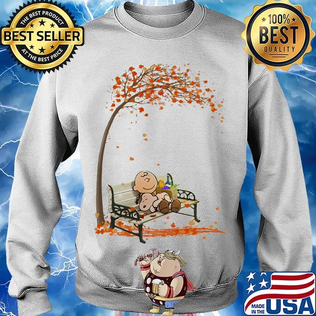 Charlie brown hug snoopy fall maple leaves s Sweater