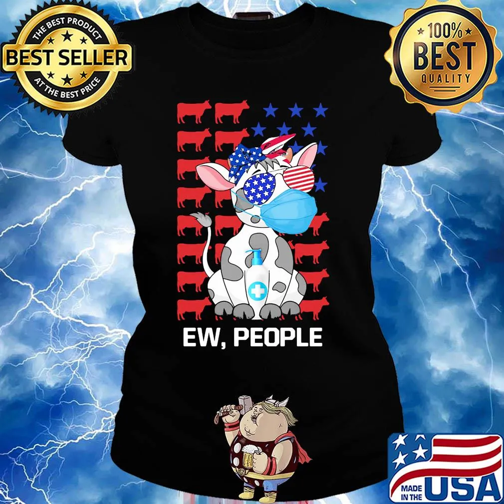 Cow mask hug soap ew people american flag independence day s Ladies tee