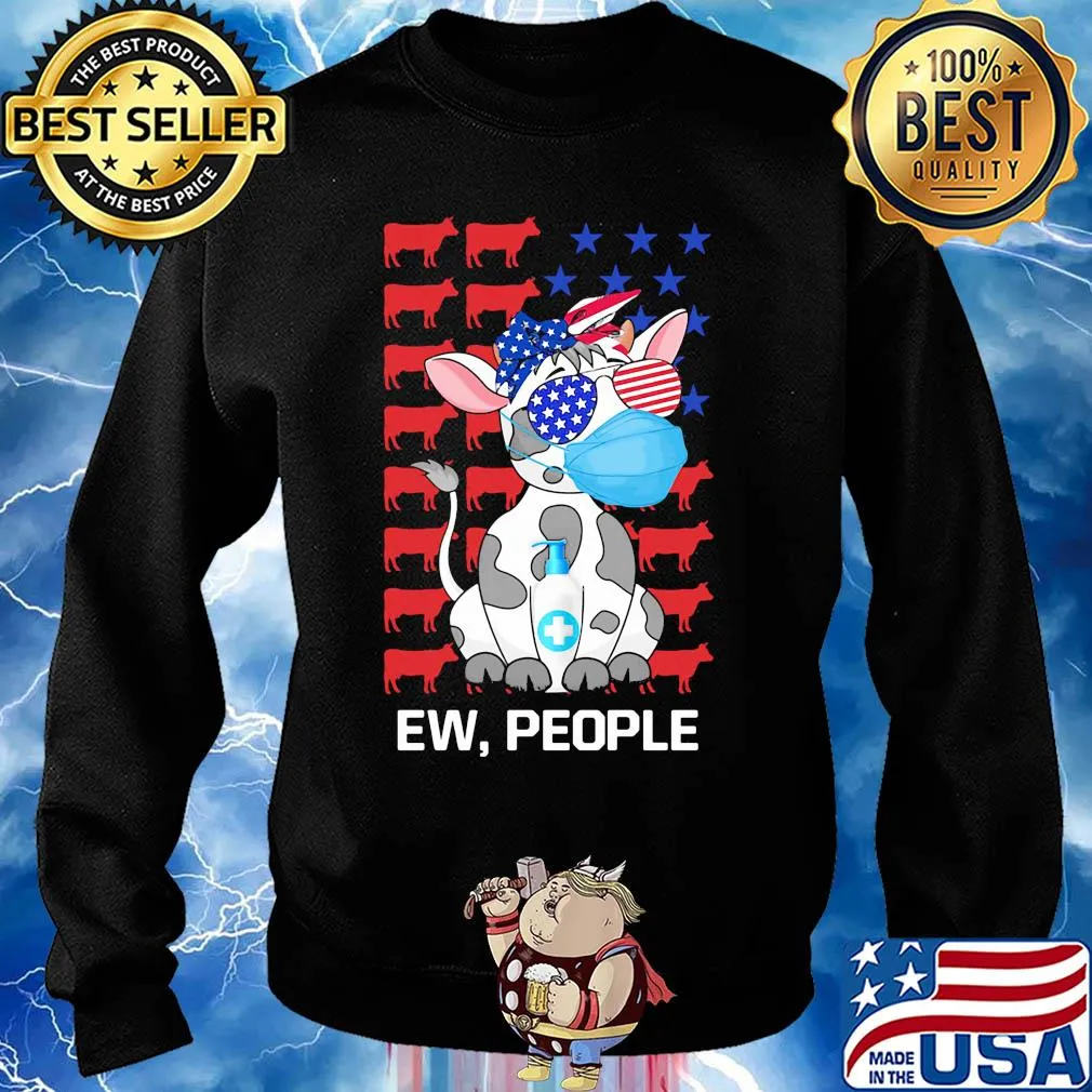 Cow mask hug soap ew people american flag independence day s Sweater