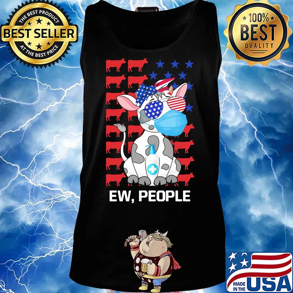 Cow mask hug soap ew people american flag independence day s Tank top